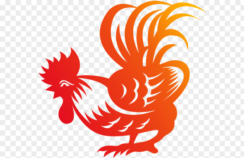 Papercutting Japanese Bantam Rooster PNG