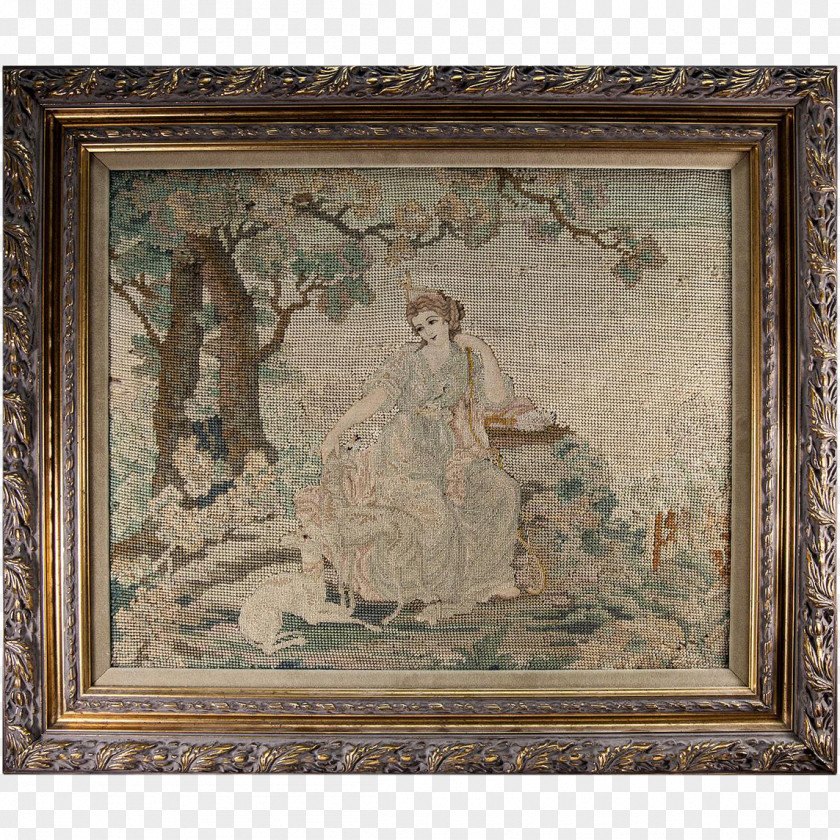 Tapestry Needlepoint Picture Frames Textile Antique PNG