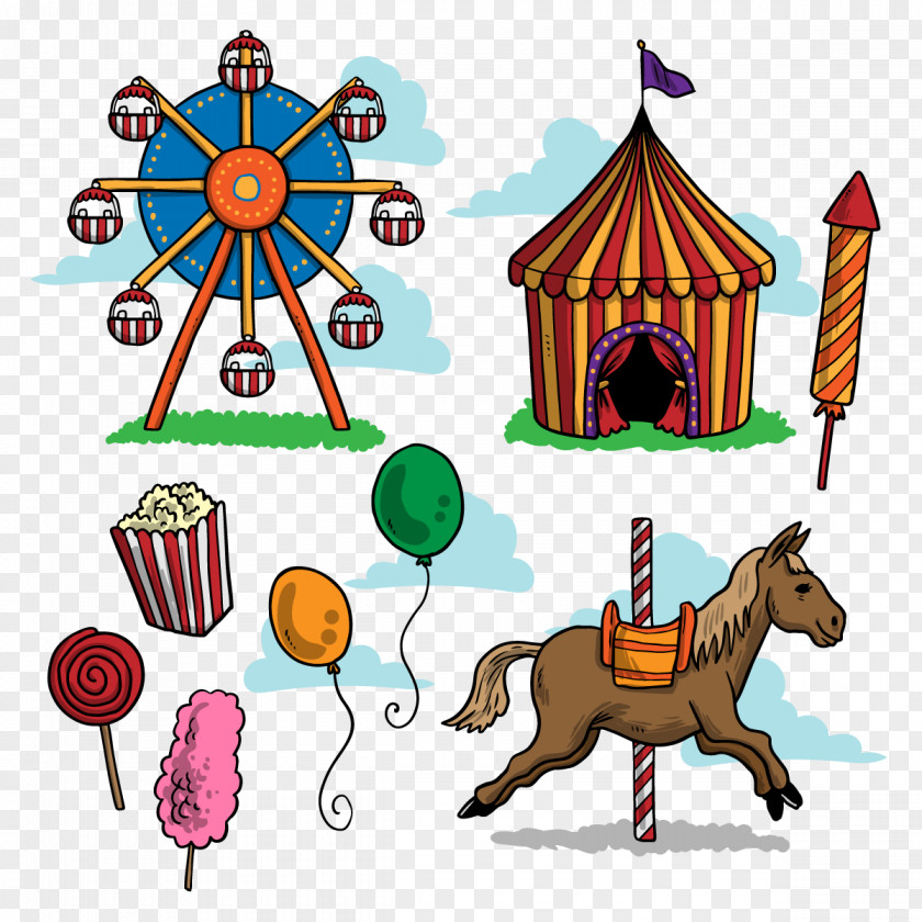 Vector Park Facilities Circus Amusement Clip Art PNG