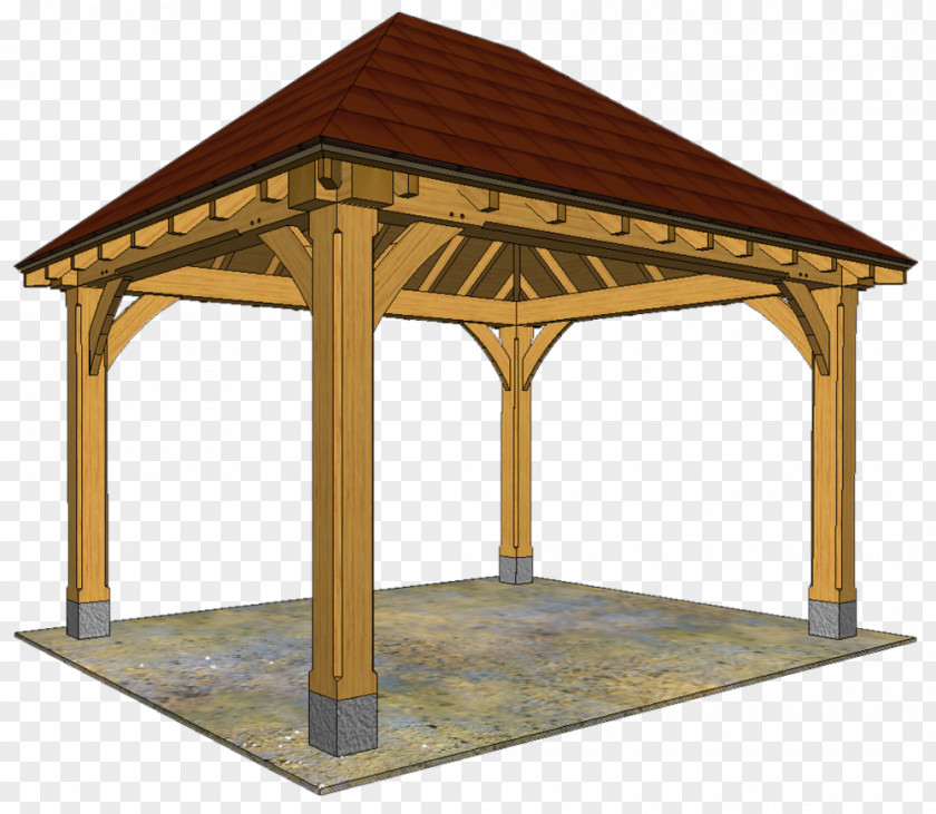 Wood Gazebo Hip Roof Gable Timber Framing PNG