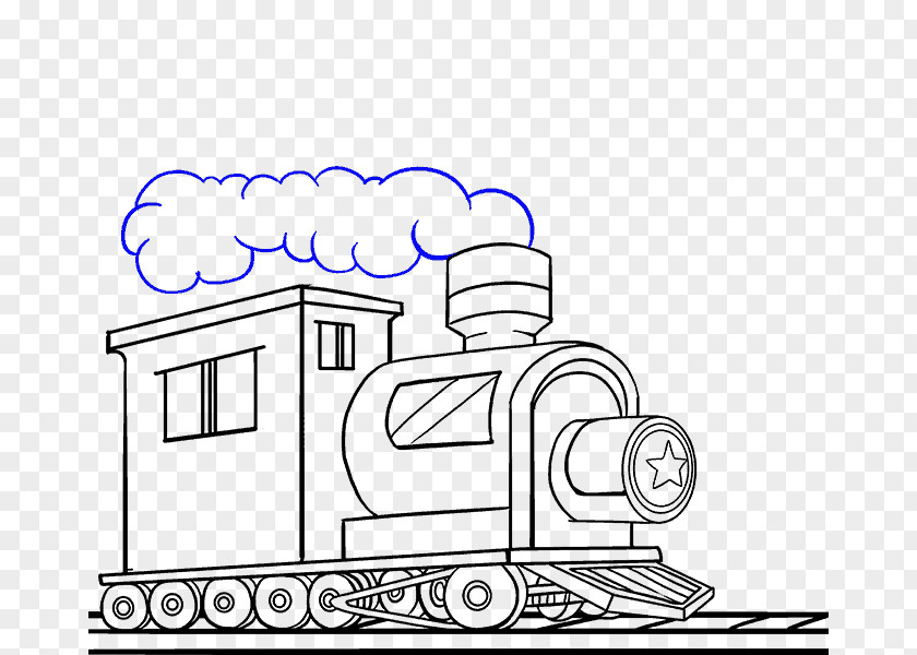 The Train On Clouds Rail Transport Drawing Steam Locomotive PNG
