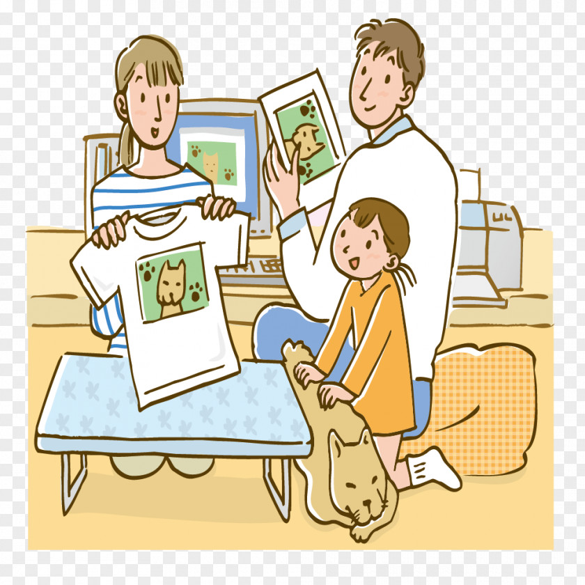 Pet And A Family Of Three T-shirt Drawing Photography Illustration PNG