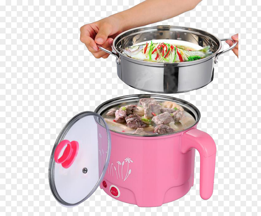 Pink Rice Cooker Is Cooking Meals Hot Pot Steaming Congee Baozi PNG