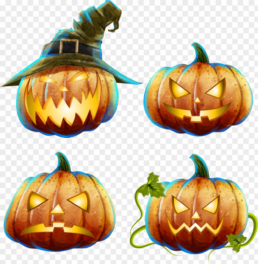 Vector Funny Pumpkins Jack-o'-lantern Pumpkin Calabaza Halloween PNG