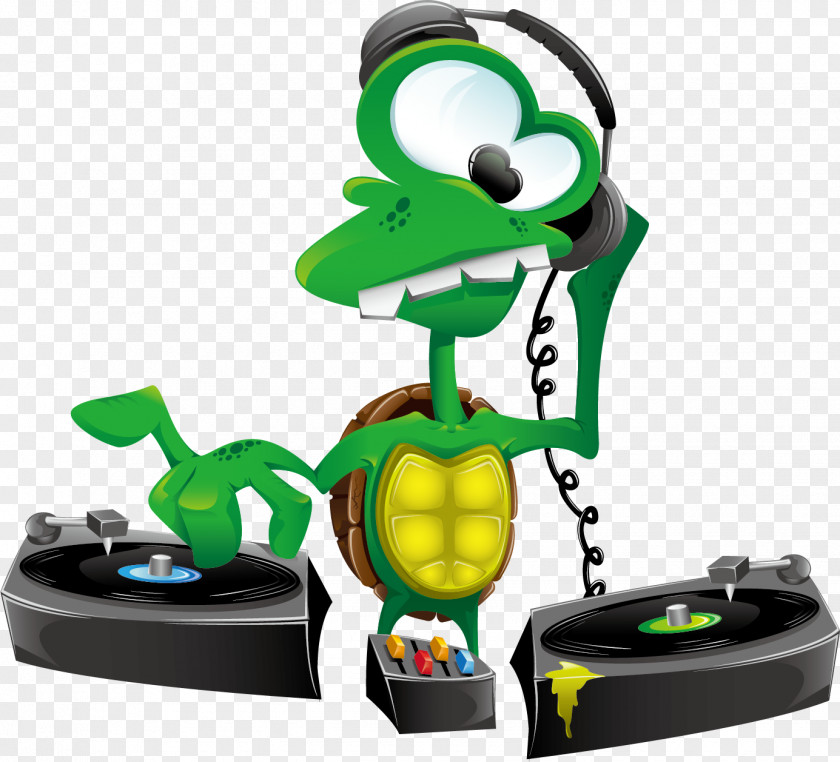 Animation Turtle Disc Jockey Cartoon Illustration PNG