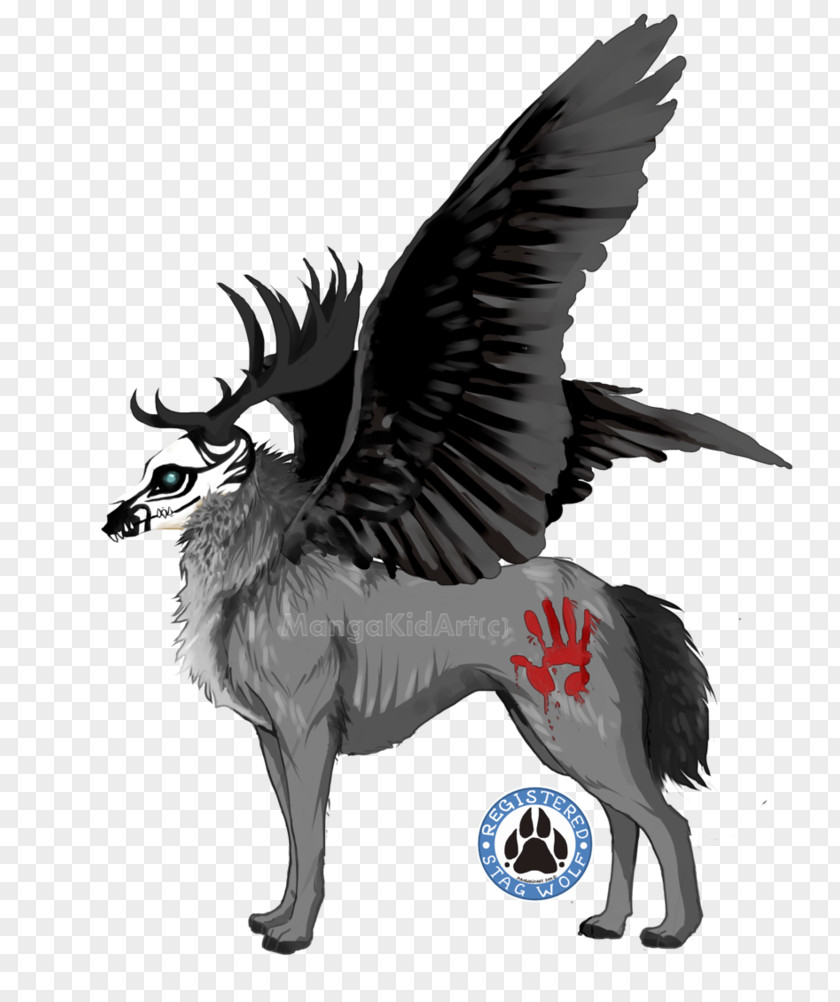 Demon Wings Fallen Angel Dog Black Wolf PNG