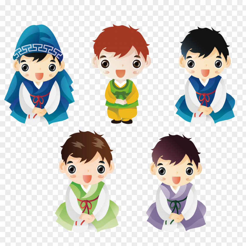 All Kinds Of Dress Men South Korea Cartoon Illustration PNG