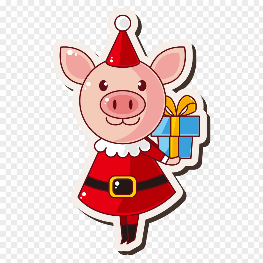 Lovely Pig Domestic Santa Claus Christmas Gift PNG