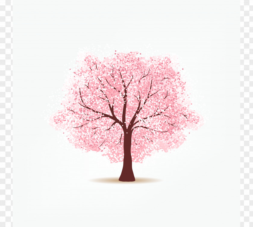Vector Cherry Tree Paper Blossom PNG