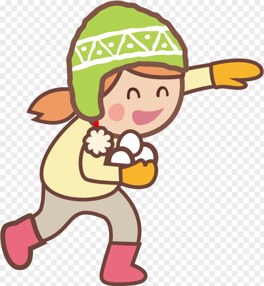 Pleased Cartoon Snowball Fight Winter Kids PNG