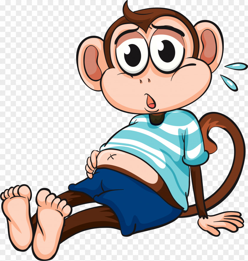 Surprised Monkey Cartoon Illustration PNG