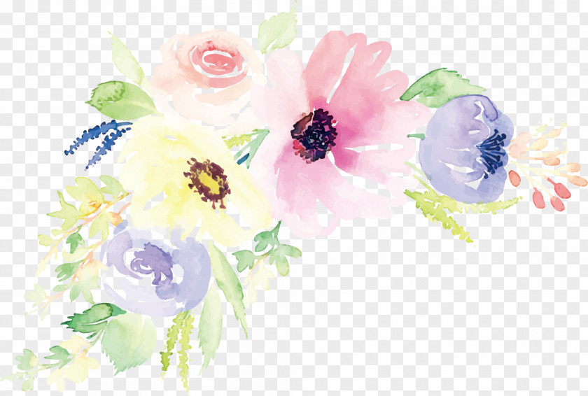 Watercolor Flower Vector Floral Design Painting Illustration PNG