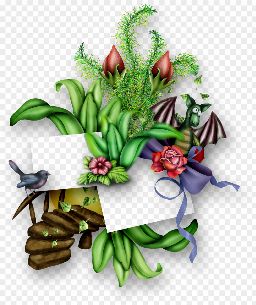 Floral Bird Monster Decorated Borders Flower Picture Frame PNG