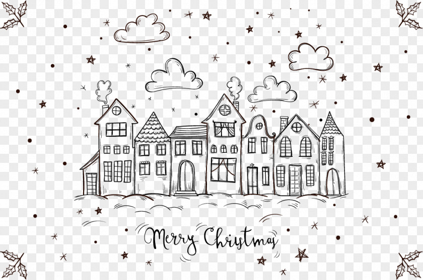 Sketch Christmas Town PNG