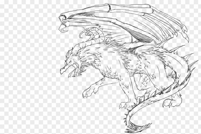 Baby Dragon Lineart Line Art Shoe Wildlife Joint Sketch PNG