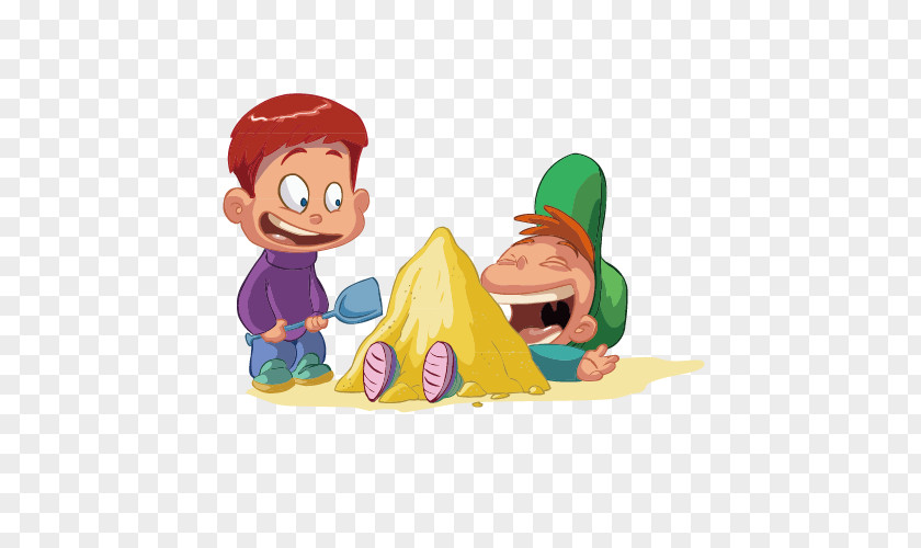 Two Naughty Children Playing In The Sand Child Cartoon Royalty-free Clip Art PNG