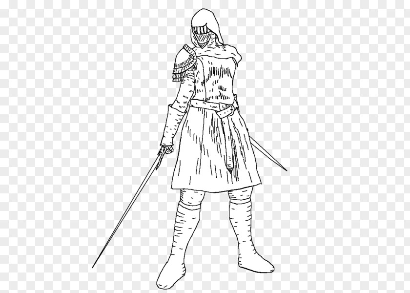 For Honor Gladiator Costume Sketch Line Art Spear Character PNG