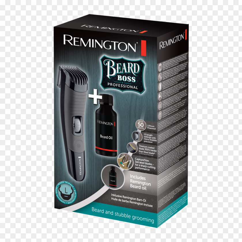 Beard Hair Clipper Remington Boss PRO MB4130 43225 560 MB070 Wet & Dry Black Products PNG