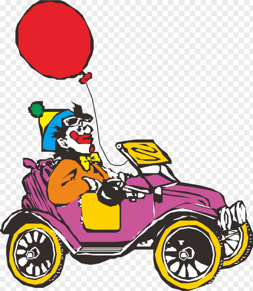 Open Vintage Car Clown Clip Art PNG