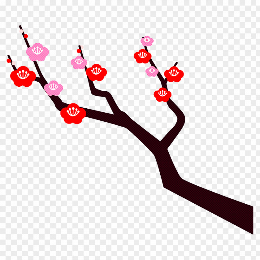 Plum Branch Winter Flower PNG