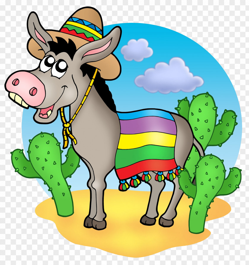 A Pony In Hat Mexicans Stock Photography Royalty-free Donkey Illustration PNG