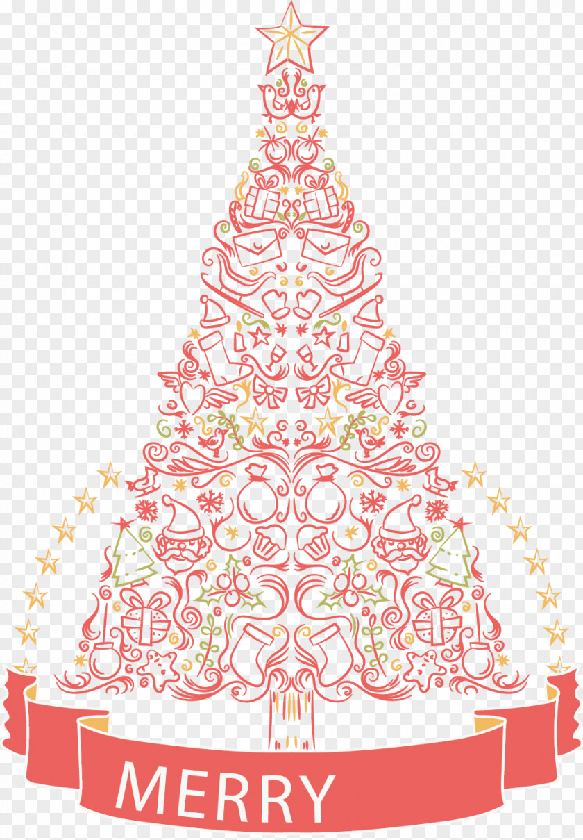 Vector Christmas Tree Painted Moldings PNG