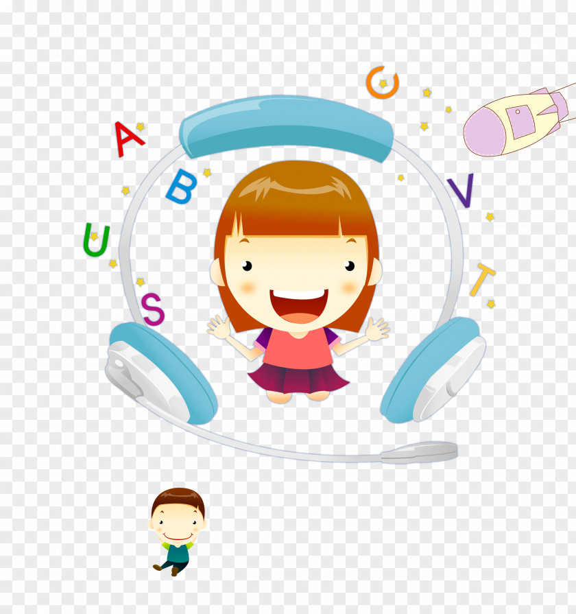 Blue Headphones And Child Clip Art PNG