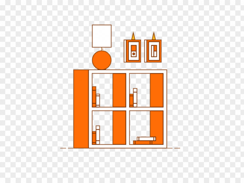 Bookshelf Lamp Orange Illustration PNG