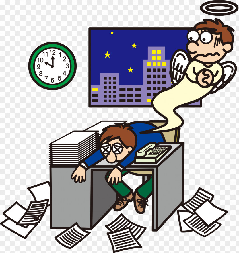 Overtime Stay Up Late Dead Man Mango Cartoon Illustration PNG