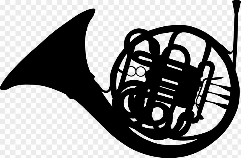 Silhouette French Horns Clip Art PNG