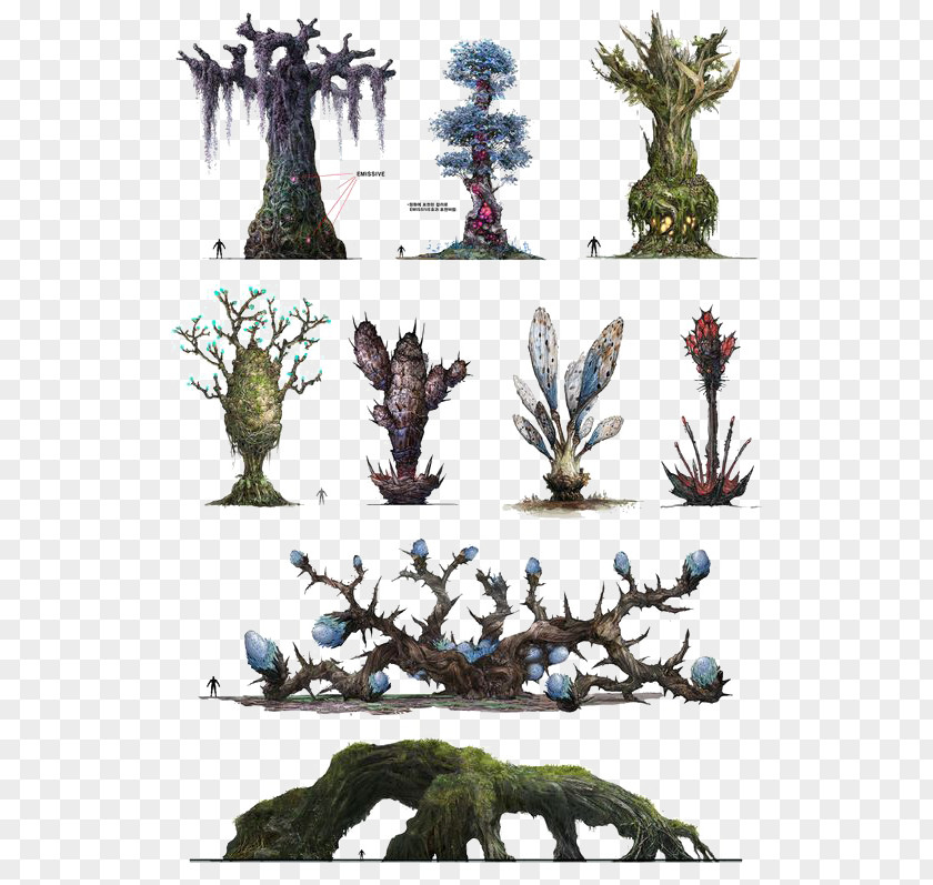 3D Trees Concept Art Drawing Animation PNG