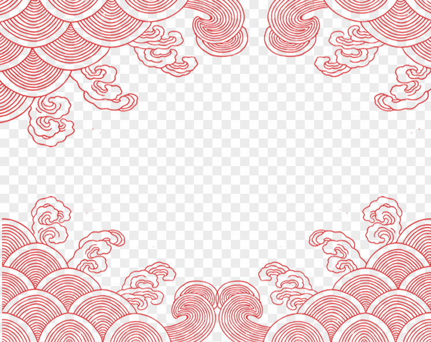 Chinese Wind Lines, Sea Of Clouds Red PNG