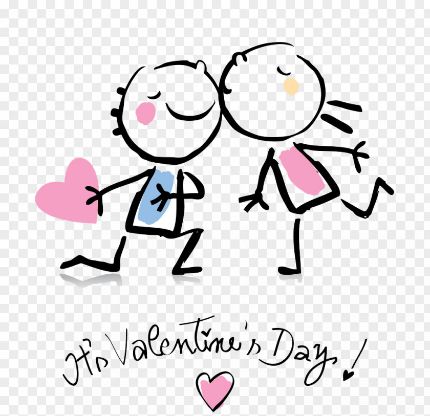 Free Cartoon Couple Kiss Pull Material Valentine's Day Heart PNG