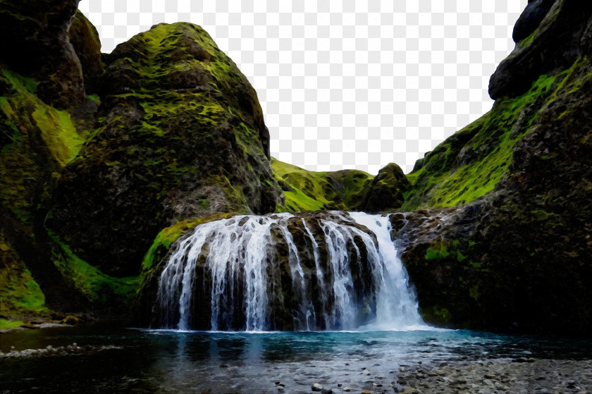 Stream Vegetation Waterfall PNG