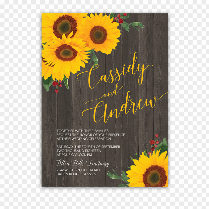 Sunflowers Wedding Invitation Greeting & Note Cards Bridal Shower Reception PNG