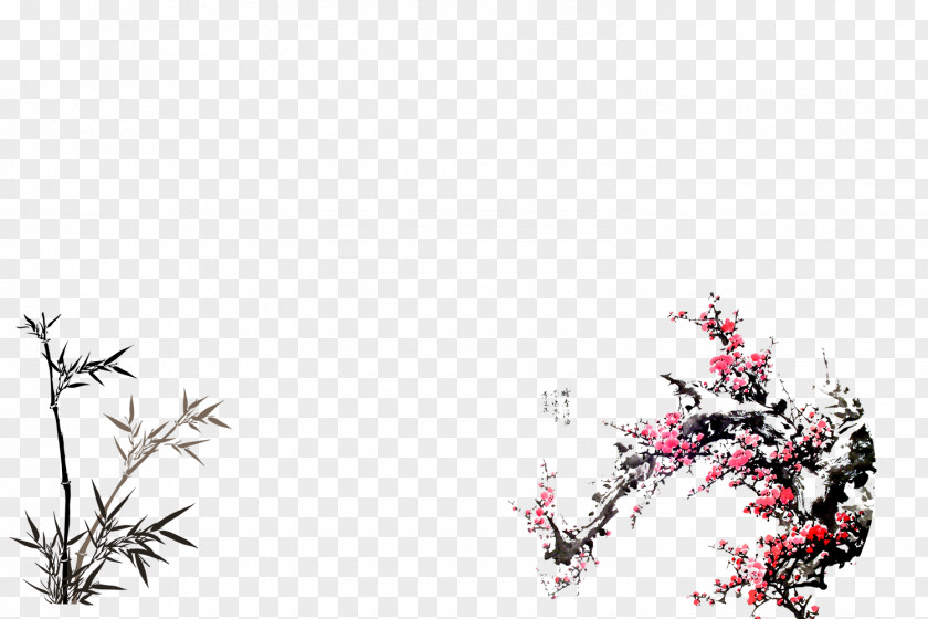 Bamboo Plum Blossom Effect China PNG