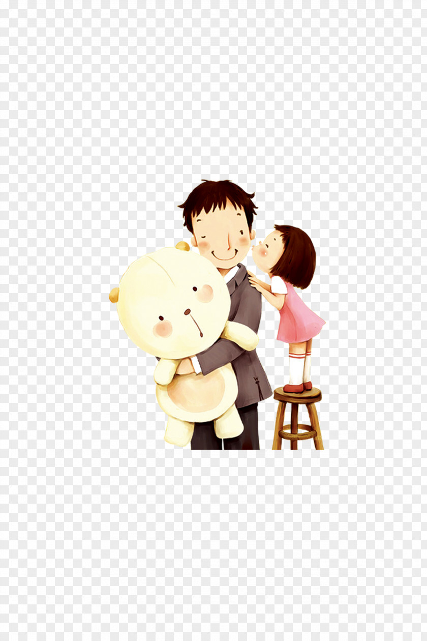 Cartoon Characters,Father's Day Creative,Kiss Daddy Fathers Daughter PNG