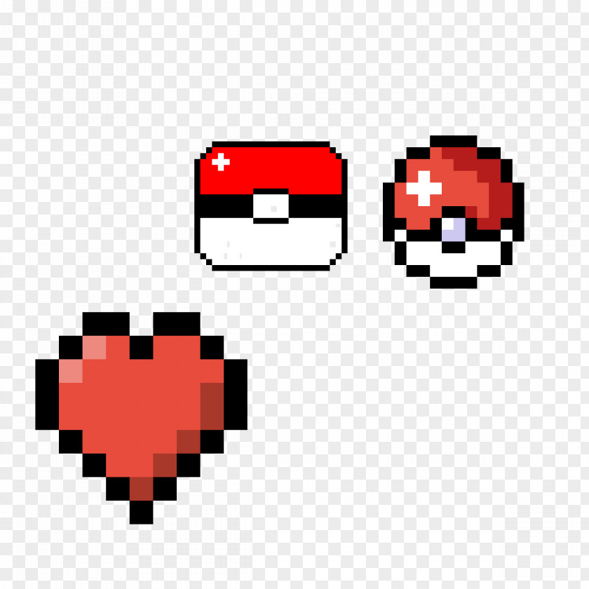 Pokeball Pixel Art Heart PNG