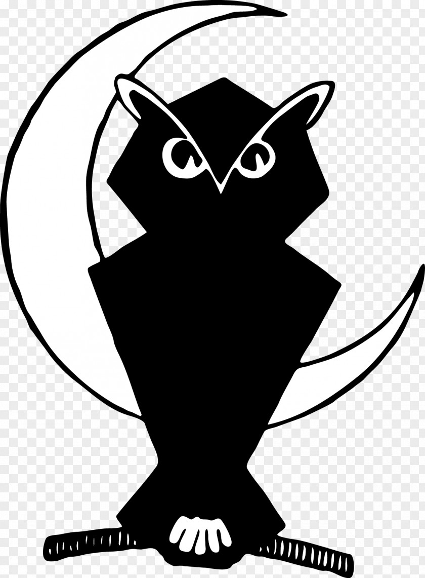 Owl Moon Beak Silhouette Line Art Clip PNG