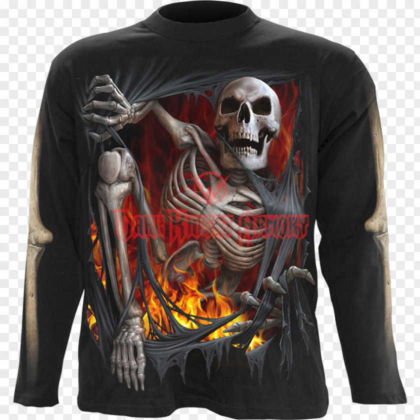 T-shirt Death Long-sleeved Human Skull Symbolism PNG