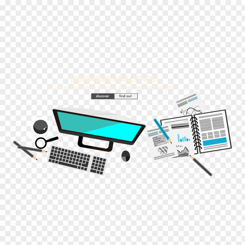 Vector Creative Flat Computer Office Digital Marketing Business PNG