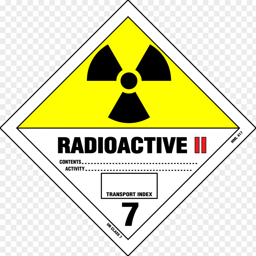 Nuclear Paper Label Dangerous Goods HAZMAT Class 7 Radioactive Substances Decay PNG