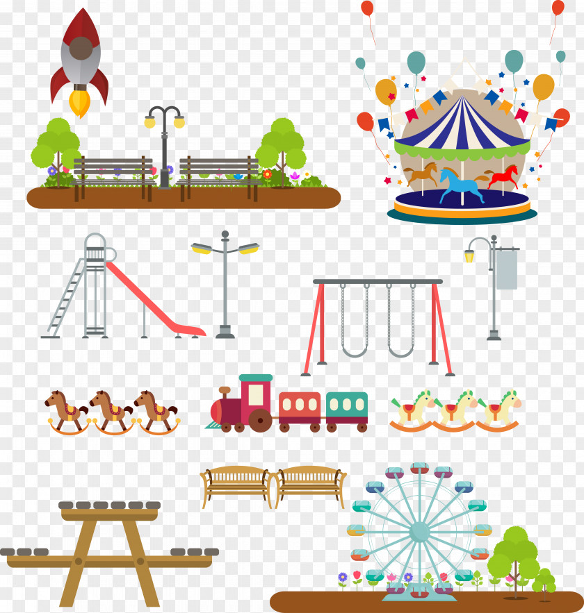 Vector Amusement Park Playground Adobe Illustrator Clip Art PNG