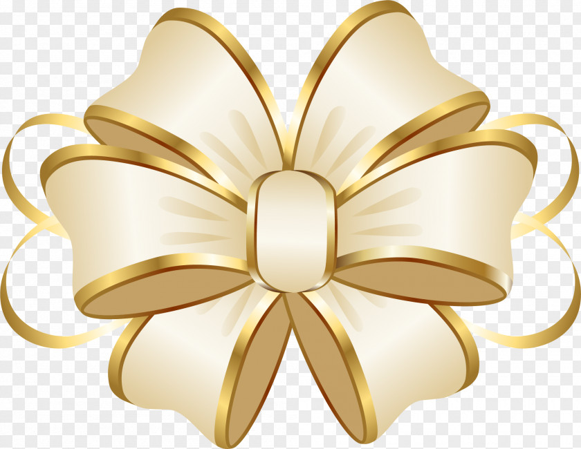Cartoon Gold Ribbon Bow PNG gold ribbon bow clipart PNG