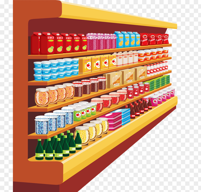 Food Cupboard On Supermarket Grocery Store Cartoon Clip Art PNG
