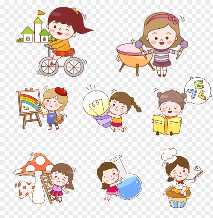 Children's Creative Cute,Cartoon Child Cartoon Cycling Illustration PNG