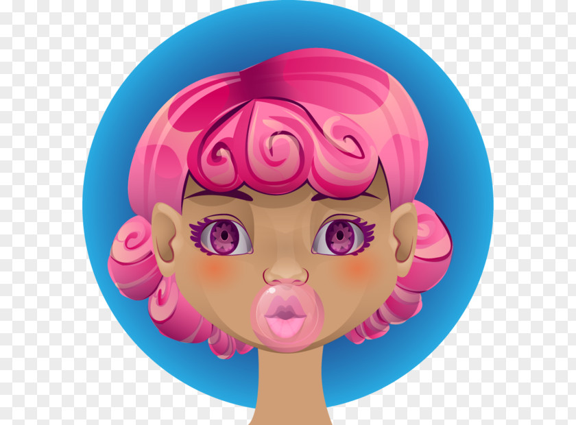 Bubble Gum Nose Cheek Pink M Clip Art PNG