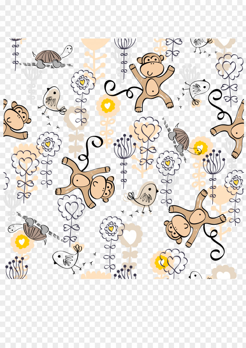 Monkey Cartoon Background Vector Clip Art PNG
