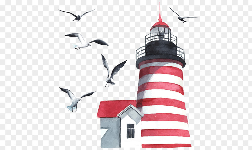 Watercolor Painting Lighthouse Clip Art PNG