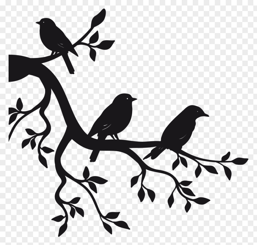 Bird Paper Sticker Branch Wall Decal PNG